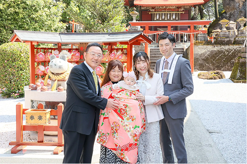群馬県前橋市の産泰神社内でのお宮参り撮影の例